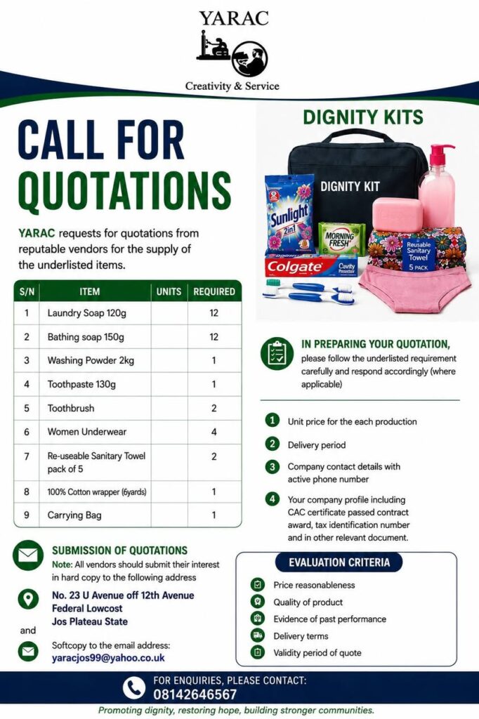 Call for Quotations: Supply of Dignity Kits and Non-Food Item (NFI) Kits quo